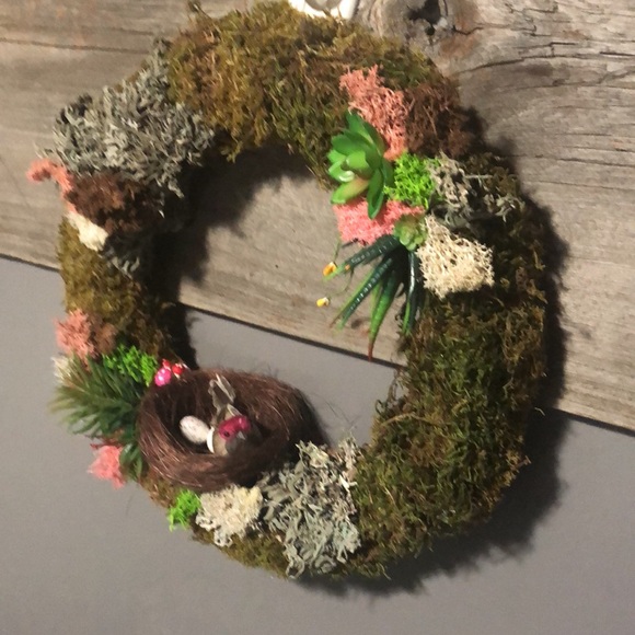 🍄NEW Spring/Summer Handmade Moss Bird, succulent Cottagecore Wreath🍄 - Picture 2 of 9